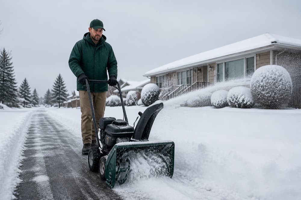 Snow clearing on a Regina driveway